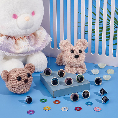 HOBBIESAY 32 Sets 8 Colors Glitter Plastic Craft Doll Eyes KY-HY0001-13A-1