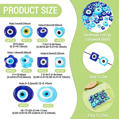 68Pcs 10 Styles Handmade Evil Eye Lampwork Beads LAMP-TA0002-71-1
