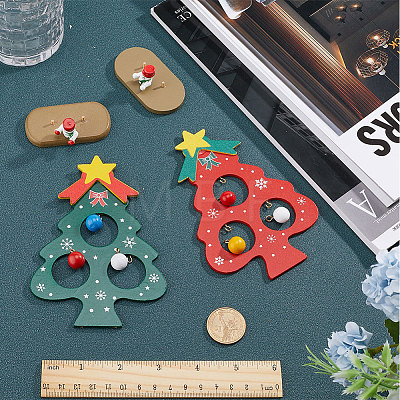 Gorgecraft 2 Sets 2 Colors Christmas Tree Wooden Display Decoration for Kids DJEW-GF0001-62-1