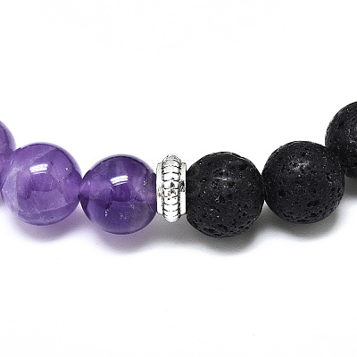 Natural Amethyst Beads Stretch Bracelets BJEW-R309-02-A03-1