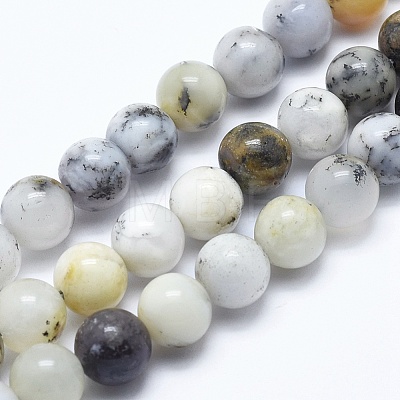 Natural White African Opal Beads Strands G-E472-02-8mm-1