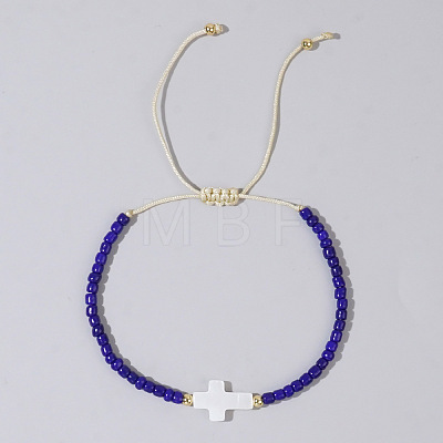 Glass Seed Beads & Brass Braided Beaded Bracelets LS-TV0952-2-1