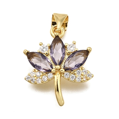 Brass Micro Pave Cubic Zirconia Pendants KK-K401-33G-1