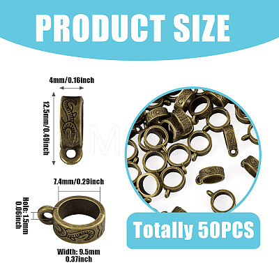50Pcs Tibetan Style Alloy Tube Bails TIBE-TAD0001-01AB-1