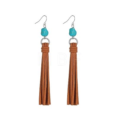 Alloy Imitation Leather Nuggets Tassel Dangle Earrings FS-WG150DE-01-1