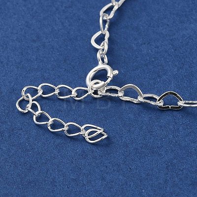 925 Sterling Silver Heart Link Chain Bracelets for Women BJEW-E101-01S-04-1