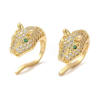 Rack Plating Brass Micro Pave Cubic Zirconia Leopard Cuff Earrings EJEW-E290-04G-1
