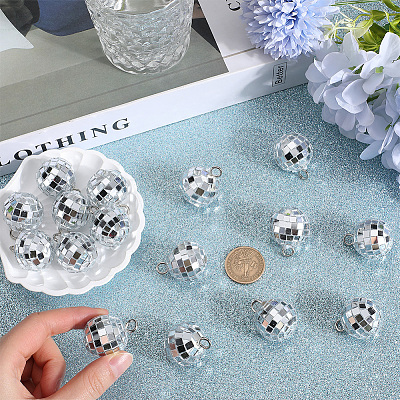 SUNNYCLUE 24Pcs Mirror Ball Reflective Ball Pendants AJEW-SC0002-62-1