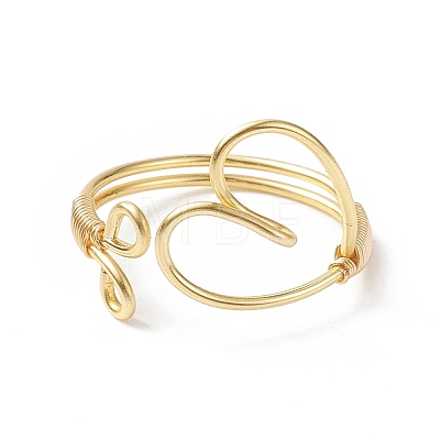 Copper Wire Wrap Heart Open Cuff Ring for Women RJEW-JR00551-1