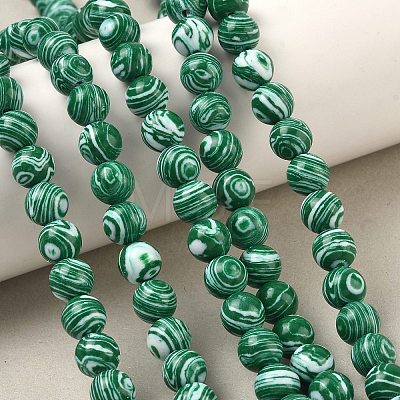 Synthetic Malachite Beads Strands G-I199-32-8mm-L-1