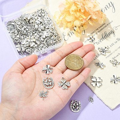 100Pcs 10 Styles Tibetan Style Alloy Pendants TIBEP-CJ0001-51-1