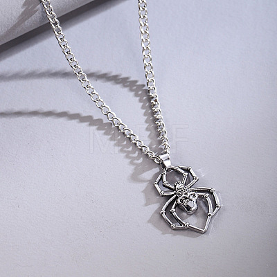 Halloween Skull Spider Stainless Steel Pendant Twisted Chain Necklaces WGFDFDE-01-1