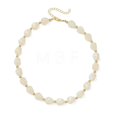 Two Tone Acrylic Twist Beaded Necklaces NJEW-JN05840-01-1
