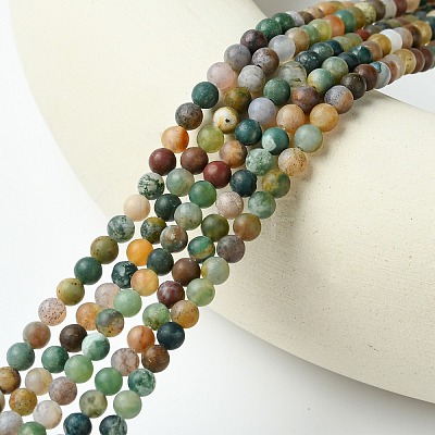 Frosted Round Natural Indian Agate Beads G-J338-02-4mm-1