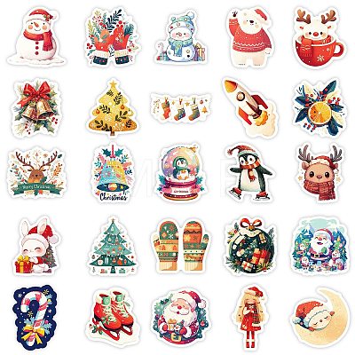 50Pcs Christmas Theme Cartoon Paper Stickers DIY-P085-07-1