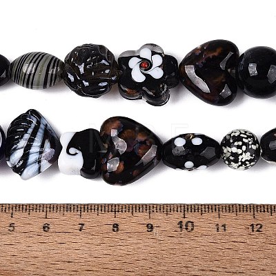 Handmade Foil Glass with Gold Sand Lampwork Beads Strands FOIL-Q002-08A-1