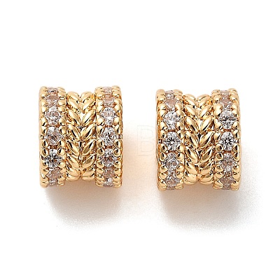 Brass Micro Pave Clear Cubic Zirconia Beads KK-B110-08G-1