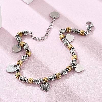 Punk Style 304 Stainless Steel Column Link Charm Bracelets for Women BJEW-C089-14GP-1