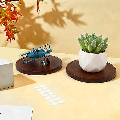 1Pc Flat Round Wood Display Pedestals AJEW-WH0485-37B-1