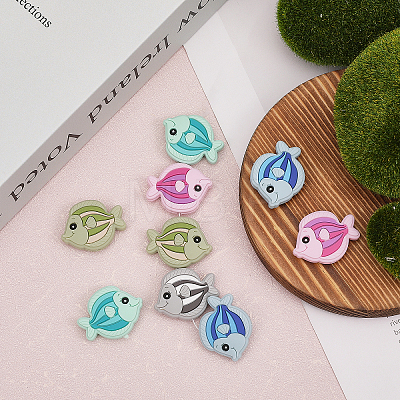 10Pcs 5 Colors Food Grade Eco-Friendly Silicone Beads SIL-CA0002-59-1