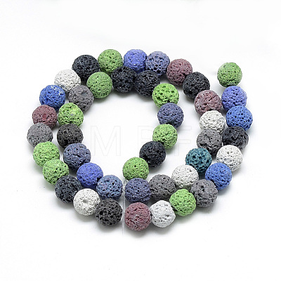 Natural Lava Rock Beads Strands X-G-S255-8mm-13-1