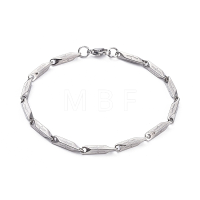 Unisex 304 Stainless Steel Bar Link Chain Bracelets BJEW-E372-09-1