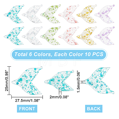   60Pcs 6 Colors Transparent Resin Pendants RESI-PH0001-69-1