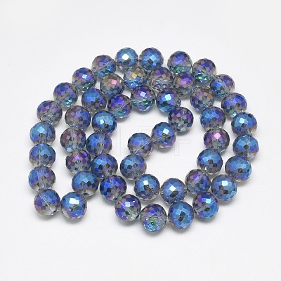 Electroplate Glass Beads Strands EGLA-Q086-12mm-03-1