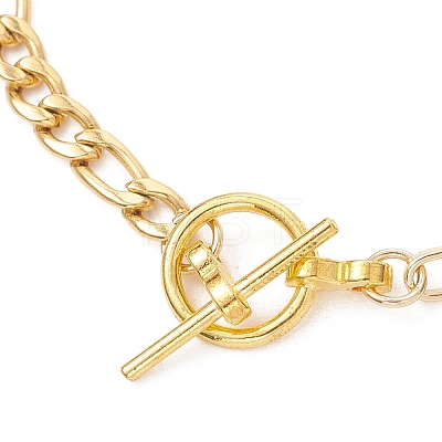 304 Stainless Steel Figaro Chain and Brass Paperclip Chain Bracelet Making AJEW-JB01567-1
