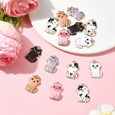 14Pcs 7 Colors Rack Plating Alloy Enamel Pendants FIND-FS0003-05-1
