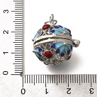 Brass with Enamel Bead Cage Pendants KK-M313-42P-02-1