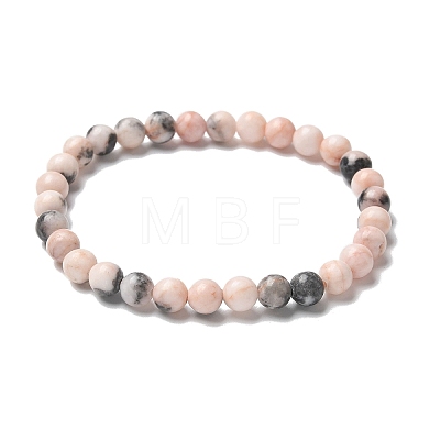 Natural Zebra Jasper Bead Stretch Bracelets X-BJEW-K212-A-035-1