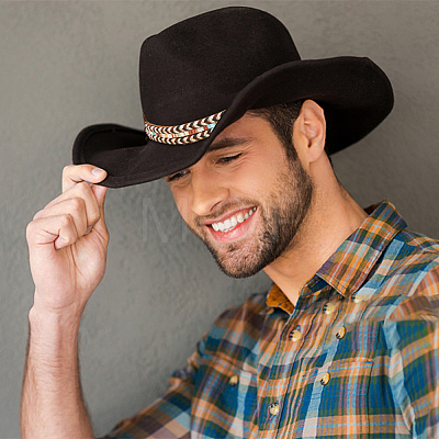 Imitation Leather Braided Southwestern Cowboy Hat Belt DIY-WH0449-03-1