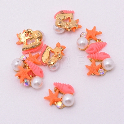 Resin Cabochons with Alloy Findings MRMJ-WH0067-39G-1