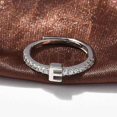 S925 Sterling Silver Adjustable Letter Rings for Women RJEW-M068-01P-E-1