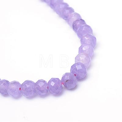 Faceted Rondelle Dyed Natural White Jade Bead Strands G-R343-6x8-03-1