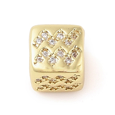 Brass Micro Pave Clear Cubic Zirconia European Beads LS-KK-K368-01G-11-1