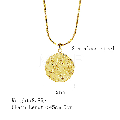 Moon & Sun Stainless Steel Pendant Necklaces XK8598-1-1