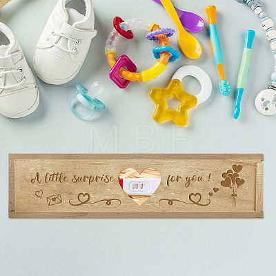 Rectangle Wooden Pregnancy Test Keepsake Box with Slide Cover CON-WH0102-002-1