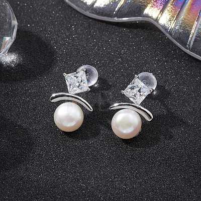 Natural Pearl Ear Studs EJEW-P286-25P-1