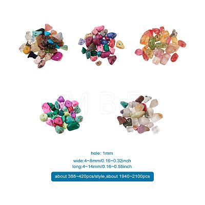 225g 10 Style Mixed Gemstone Chips Beads G-TA0001-24-1