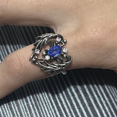 Alloy Rhinestone Wing Cuff Open Rings for Women WG253F1-02-1