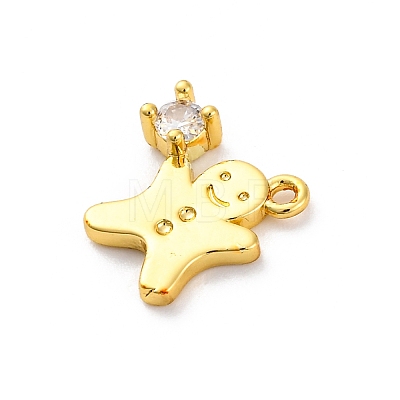 Rack Plating Brass with Cubic Zirconia Pendants KK-Q010-13G-1