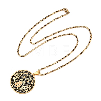 Religion 201 Stainless Steel Eye of Horus Egyptian Scarab Pendant Egyptian Scarab Box Chain Necklaces SA-H003-02G-1
