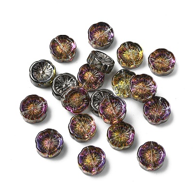 20Pcs Half Plated Electroplate Glass Transparent Beads Strands EGLA-YW0005-18B-1