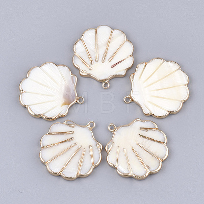 Electroplate Freshwater Shell Pendants SHEL-T012-05A-1