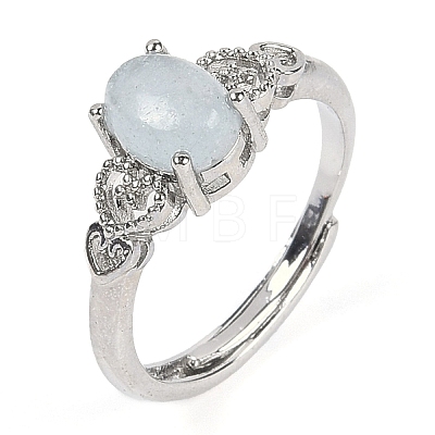 Oval Natural Aquamarine Adjustable Rings RJEW-Q819-01P-06-1