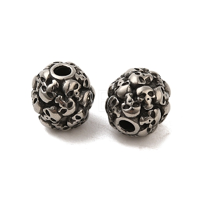 Retro Rondelle Skull 316 Stainless Steel European Large Hole Beads STAS-F072-05-01-1