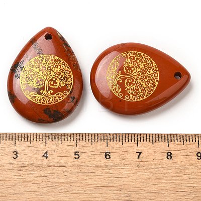 Natural Red Jasper Drop Pendants G-C158-01H-1