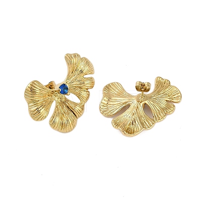 Ion Plating(IP) 304 Stainless Steel Leaf Stud Earrings for Women EJEW-K281-28G-1